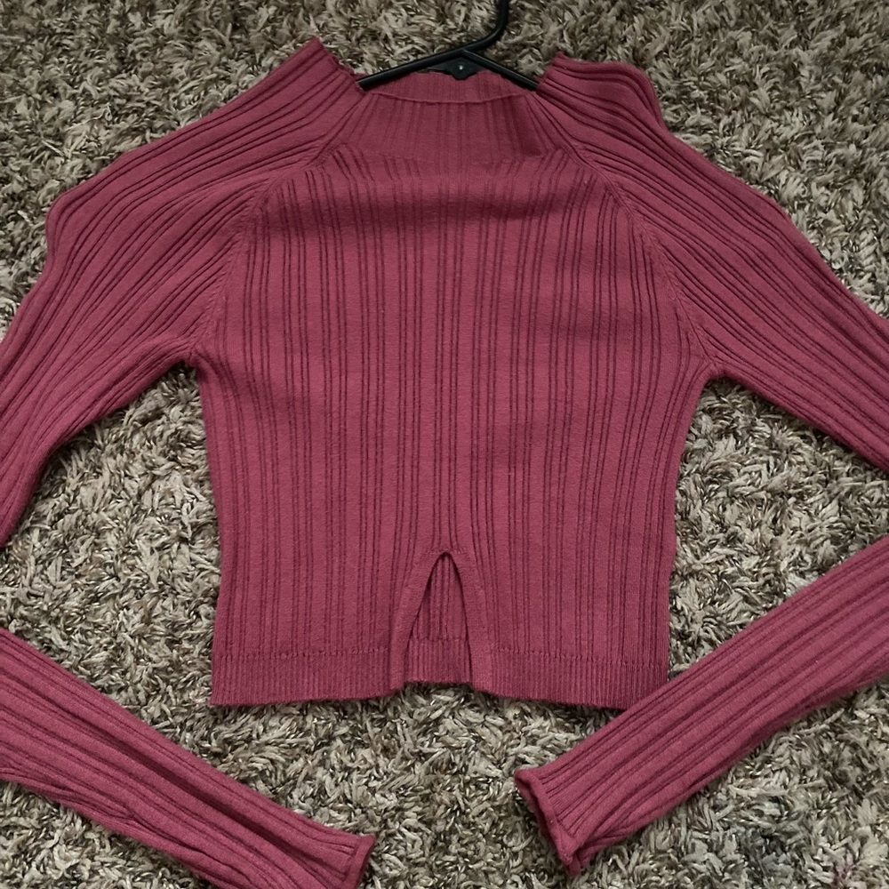 Garage Ribbed Long Sleeve Tee - Pink